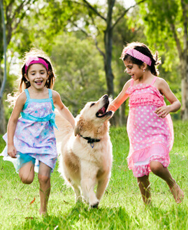 kids with dog